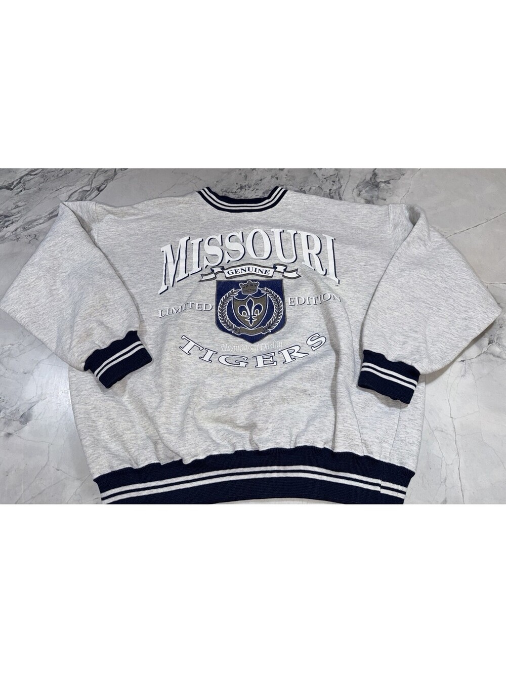 Vintage Missouri Tigers Mizzou Dodger Sweatshirt L Gray USA NCAA Crewneck 80’s